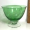 Pretty Green Glass Pedestal Bowl with Snowflakes