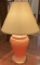 30” Peach Tone Glass Lamp with Brass Base