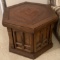 Octagonal Wooden Side Table with Lower Cabinet