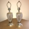 Pair of Crystal Lamps with Brass Tone Accent