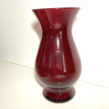 10-1/2” Ruby Red Glass Vase