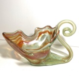Art Glass Swan Bowl