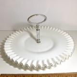 Beautiful Fenton Silver Crest Serving Platter with Handle