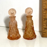 Pair of Vintage Pink Perfume Bottles with Stoppers Made in Occupied Japan