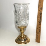 Pretty Candle Holder with Crystal Top & Heavy Brass Base