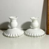 Pair of Fenton Silver Crest Candlesticks