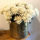 Artificial Mums Floral Arrangement in Hammered Brass Planter