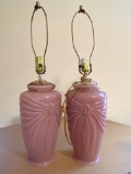 Pair of Pink Glass Lamps