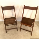 Pair of Antique Wooden Folding Chairs