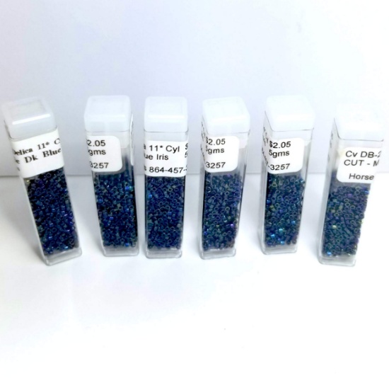Cv DB-2 Delica 11 Cyl CUT - 6 Vials of Metallic Dark Blue Iris Beads