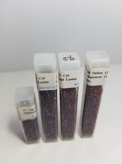 DB-104 Delica 11 Cyl - 4 Vials of Claret Rainbow Gold Luster