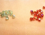 Mixed Lot of 8mm Swarovski Bicone Beads: Chrysolite AB and Padparadscha AB