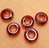 Lot of Donut Swarovski Beads - 5 Count; Magma Red