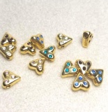 Lot of Birthstone Heart Spacers - Gold Tone and Birthstone