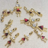 Lot of People Birthstone Charms - Ruby and Garnet