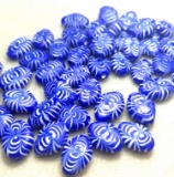 Lot of Oval Beads - Blue and White Swirl