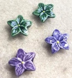 Lot of Flower Beads - Green and Purple