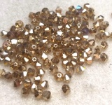 Lot of 4mm Bicone Glass Beads - Crystal Gold Flare