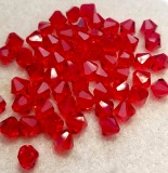 Lot of 8mm Bicone Glass Beads - Red