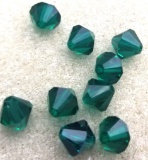 Lot of 8mm Bicone Glass Beads - Dark Green and 1 Iridescent