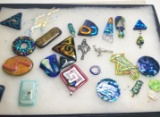 Lot of Hand Crafted Handmade Fused Art Glass Pendants & Pieces For Jewelry