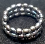 Hand Crafted Metallic Beaded Coil Ring
