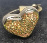 Hand Crafted Ring with Fused Art Glass Heart