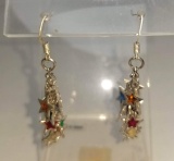 Pair of Hand Crafted Star Dangling Multi-colored Beaded Earrings