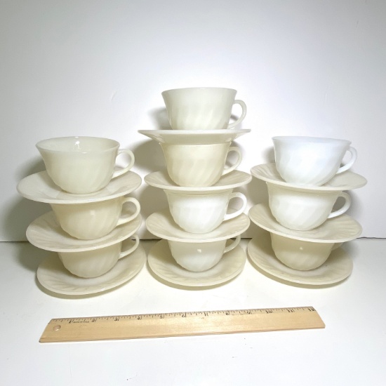 22 pc Vintage Fire King Swirled Cups & Saucers