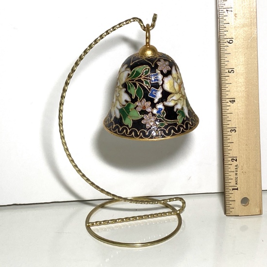 Cloisonne’ Bell on Brass Stand