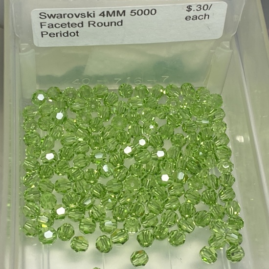 Lot of Swarovski Crystal Beads: 4mm 5000 Faceted Round Peridot
