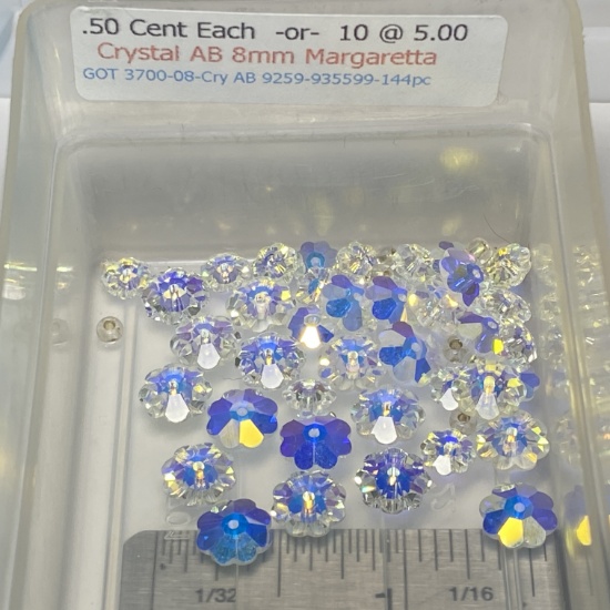 Lot of Swarovski Crystal Beads: 6mm & 8mm Crystal AB Margaretta GOT 3700-08-Cry AB 9259-935599