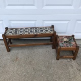 Wooden Upholstered Foot Stool & Bench