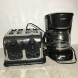 Mr. Coffee Coffee Maker and GE Four Slotted Toaster