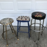 Three Assorted Shop Stools