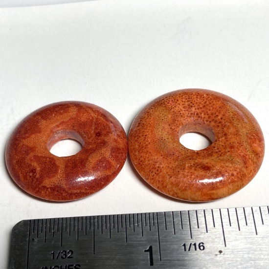 Large Genuine Natural Coral Donut Beads
