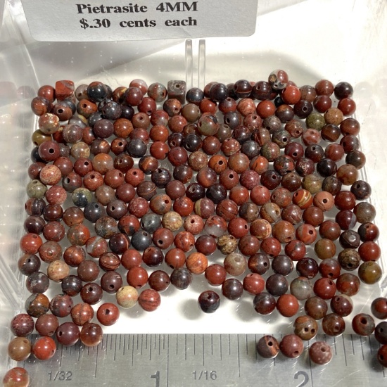Lot of Natural Stone Pietrasite 4mm Round Beads