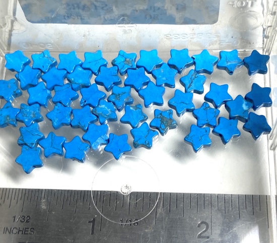 Lot of Natural Turquoise Flat Star Beads