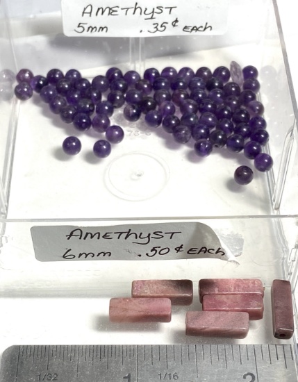 Lot of Amethyst 5mm & 6mm Natural Stone Beads