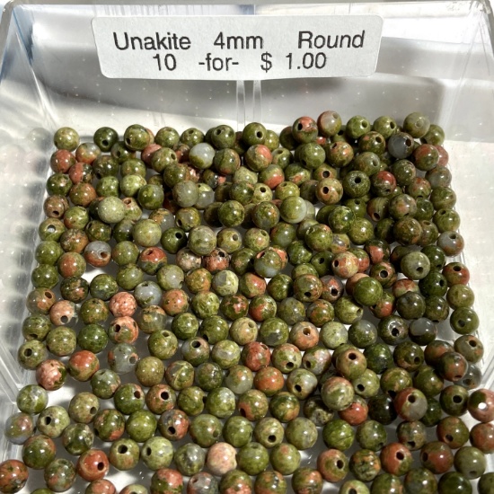 Lot of Natural Gemstone Unakite 4mm Round Beads
