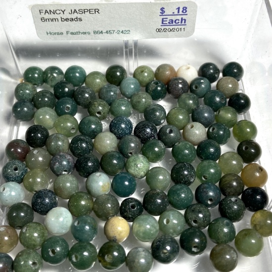Lot of Natural Gemstone Fancy Jasper 6mm Round Beads