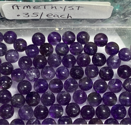 Lot of Natural Gemstone Amethyst Round Beads