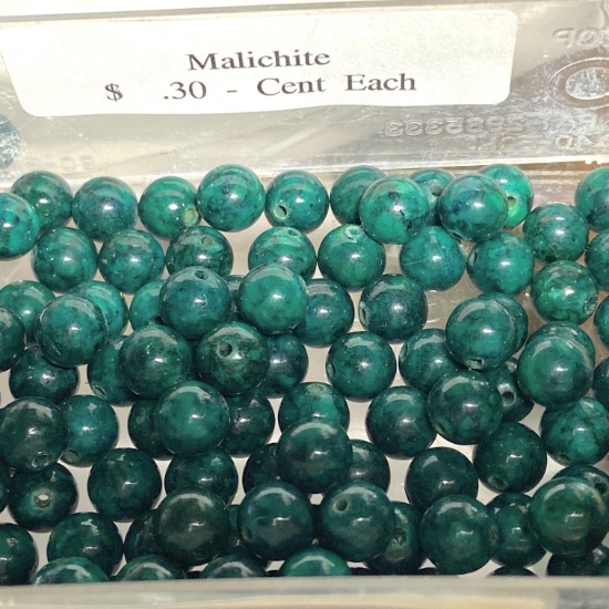 Lot of Natural Gemstone Malachite Round Beads