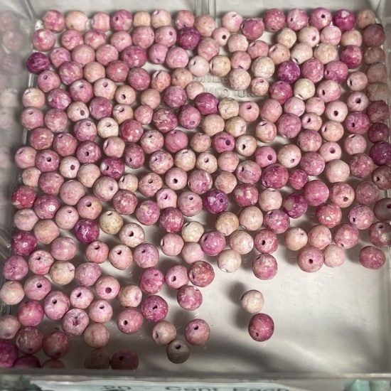 Lot of Natural Gemstone Round Pink Beads