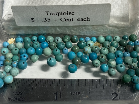 Lot of Natural Gemstone Round Turquoise Beads