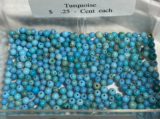 Lot of Natural Gemstone Round Turquoise Beads