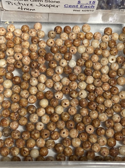 Lot of Natural Gemstone Round Picture Jasper 4mm Beads