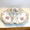 Vintage 3 Compartment Floral Porcelain Caddy by Weimar Made in Germany