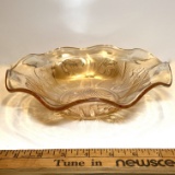 Vintage Jeanette Glass Iris & Herringbone Ruffled Edge Bowl