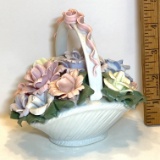 Porcelain Basket of Flowers